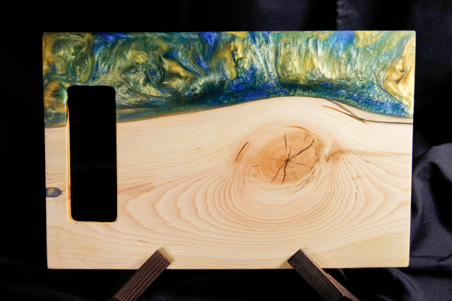 Blue, Green and Gold Cutting Board