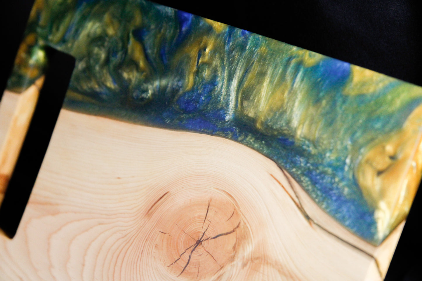 Blue, Green and Gold Cutting Board