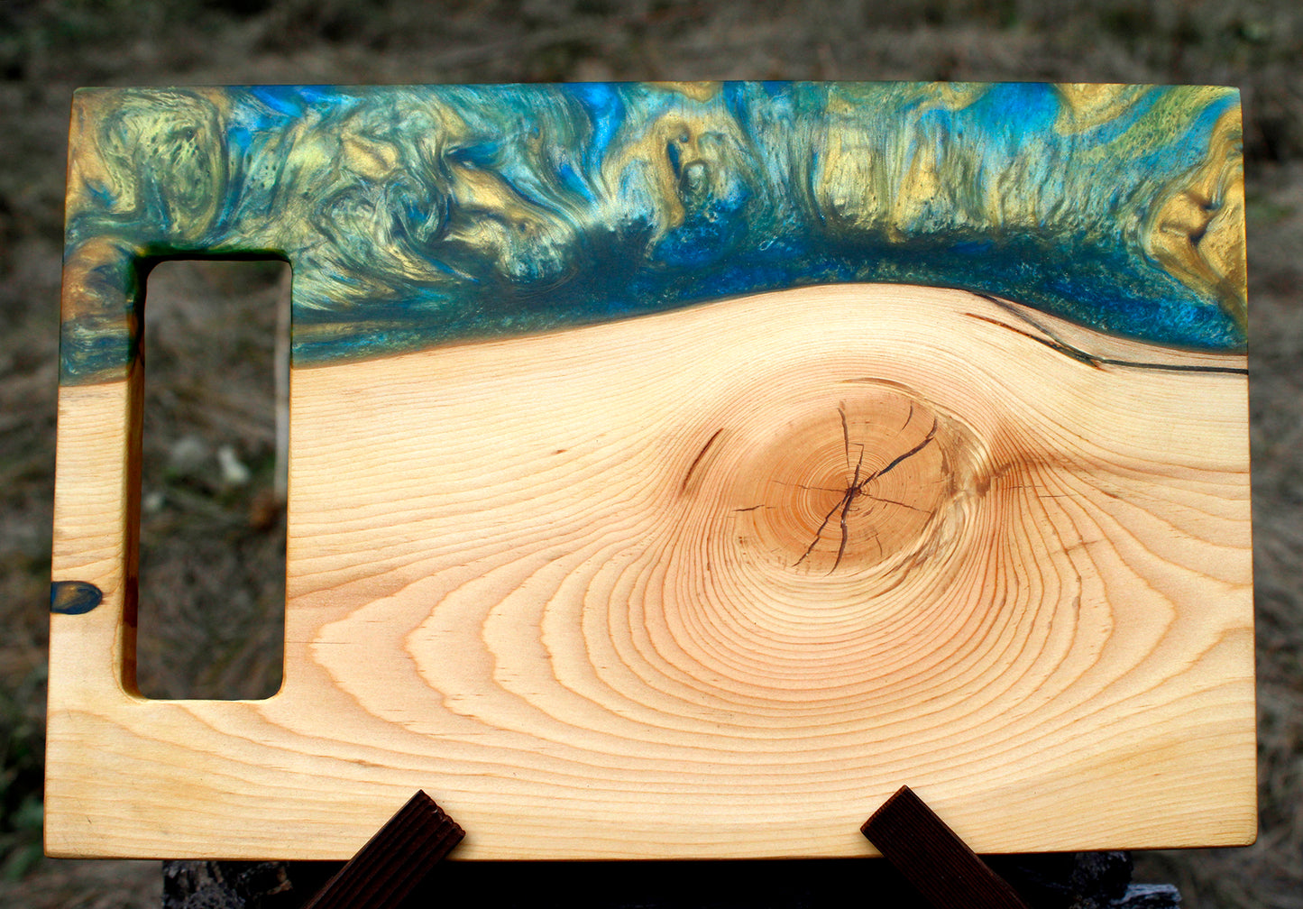 Blue, Green and Gold Cutting Board